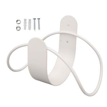 Imagem de lyrlody Hanguer de Hanguer de Jardim Portador de Jardim de Armazenamento de Rack de Parede de Parede de de de Garden Gancho de Mangueira de Aço Inoxidável Suportes de Mangueira de Aço (Branco)