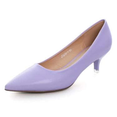 Imagem de Stunner Sapato feminino clássico com bico fino e salto baixo, D roxo, 39