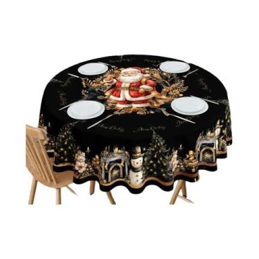 Imagem de Toalha De Mesa Redonda Impermeável Festiva De Natal Para Decoração De 