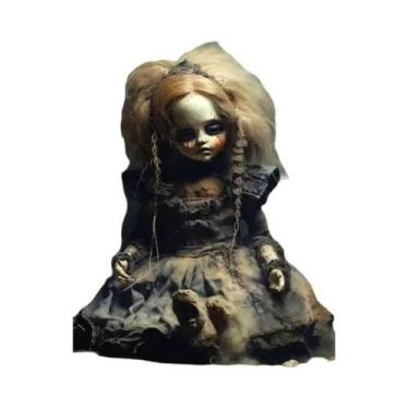 Imagem de Pintura Em Tela De Arte Gótica Sombria: Palhaço, Fantasma, Boneca E Br