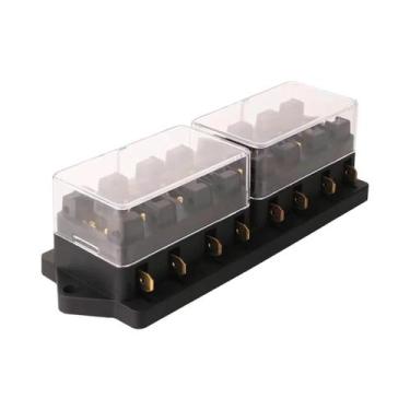 Imagem de Caixa De Fusíveis Automotiva 12V 24V Com 4/6/8/10/12 Vias E Fusíveis P