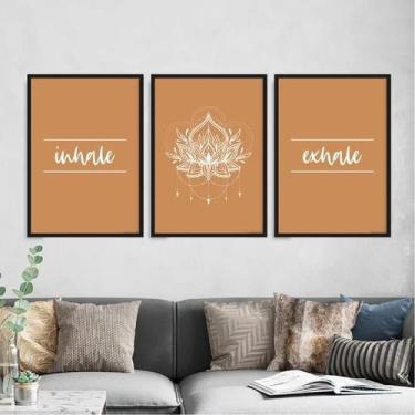 Imagem de Kit 3 Quadros Inhale Exhale -Mandala 45X34Cm Com Vidro Preta - Quadros