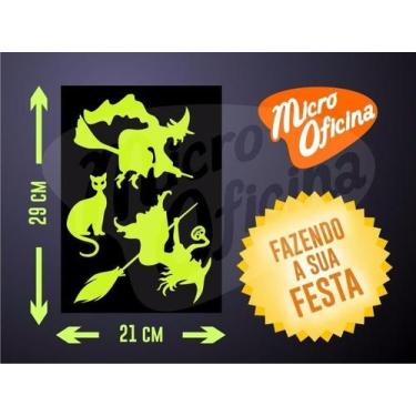 Imagem de Adesivo Brilha No Escuro - 2 Bruxas 1 Gato Halloween Novo - Micro Ofic