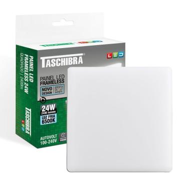 Imagem de Painel De Led Frameless Quadrado Embutir/sobrepor 24w Bivolt Taschibra 6500k Luz Fria