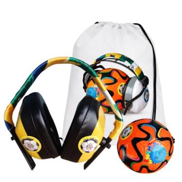 Imagem de Kit Torcedor Autista com abafador Mochila e Bola de Futebol - Coleo Te