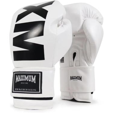 Imagem de Luva de Boxe Maximum MXM Branco e Preto Iniciante Muay Thai Kickboxing-Unissex