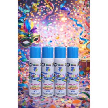 Imagem de Kit 4 Tintas Spray Divertida Para Cabelo Fashion Azul 125ml/55g Axé Br