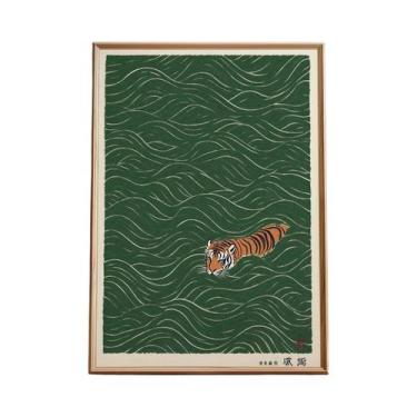 Imagem de Pôster De Arte Em Tela Estilo Asiático Com Tigre Japonês, Peixe Koi, S
