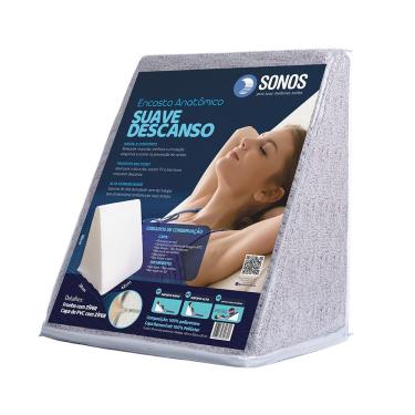 Imagem de Encosto Anatômico Sonos Suave Descanso 50x42x30cm Branco Chapiscado Marrom