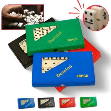 Imagem de Jogo De Dominó De Osso 8mm Profissional Double Six 28 Peças Com Estojo