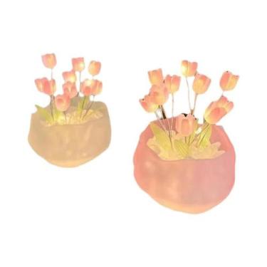 Imagem de Luz Noturna LED De Flor De Tulipa Artificial Feita À Mão, Decoração De