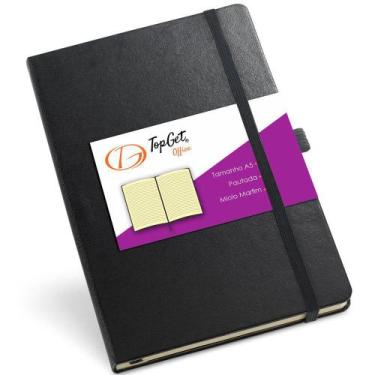 Imagem de Caderneta de Anotações 13,7x21cm 80 Folhas Pautadas - TopGet, Preto