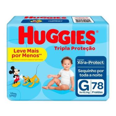 Imagem de Fralda Huggies Tripla Proteção Hiper Tamanho G 78 Tiras, G, 78