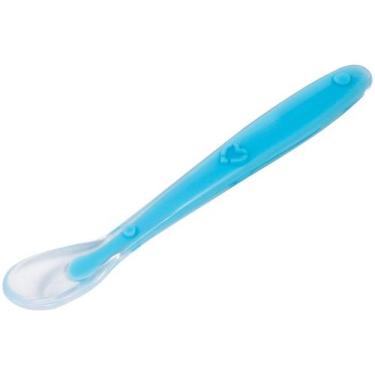 Imagem de Colher De Silicone Bebê Introdução Alimentar Macia Buba Azul