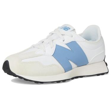 Imagem de New Balance Tênis infantil unissex 327 (criança grande), Branco/Azul Laguna, 19