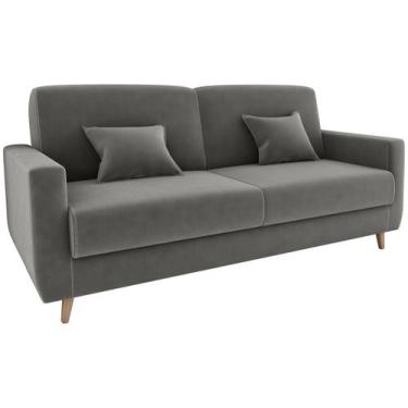 Imagem de Sofá-cama Casal 3 Lugares Reclinável Veludo Matrix Emília, Cinza, 3