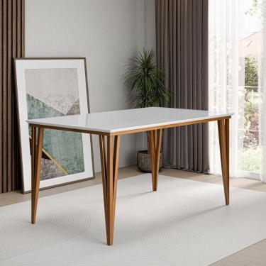 Imagem de Mesa De Jantar Com Vidro 6 Lugares Multimóveis Cr50251 Imbuia-off White