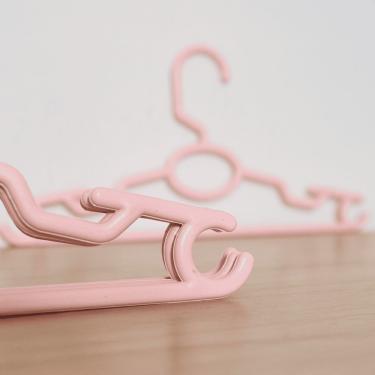 Imagem de Cabide Infantil Kit 50 Bebê Baby Organizador de Roupas em Polipropileno Reforçado Antideslizante para Guarda-Roupa Rosa