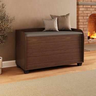 Imagem de Baú Caixa para Lenha Estofado Multiúso Ébano Ébano