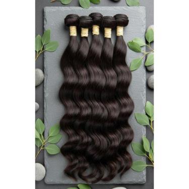 Imagem de Cabelo Humano Natural Ondulado 55cm Castanho Puro - Congratulations St
