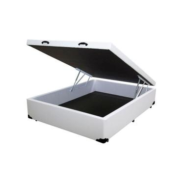 Imagem de Cama Box Baú Viúva Homequeen Corino Branco 41x128x188