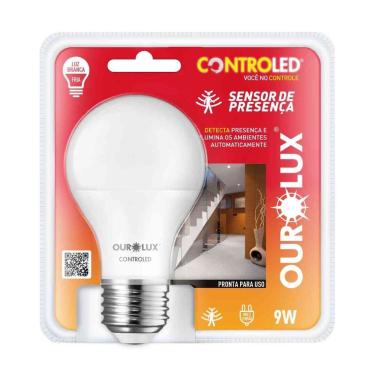 Imagem de Lâmpada LED Lâmpada Controled com Sensor de Presença 9W 6500K Bivolt IP20 Branco Ourolux