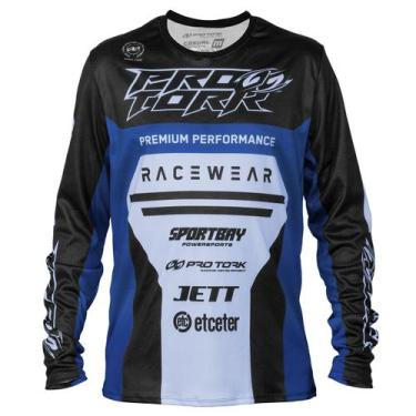 Imagem de Camisa Motocross Infantil Brave Pro Tork Roupa Esportiva Proteção, Azu