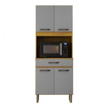 Imagem de Armário De Cozinha Multiuso 4 Portas Com Espaço Micro-ondas Cinamomo/c