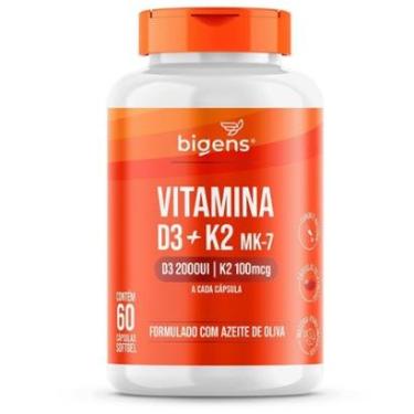 Imagem de Vitamina D3 2000UI + K2 MK-7 100mcg 60 Caps - Bigens-Unissex