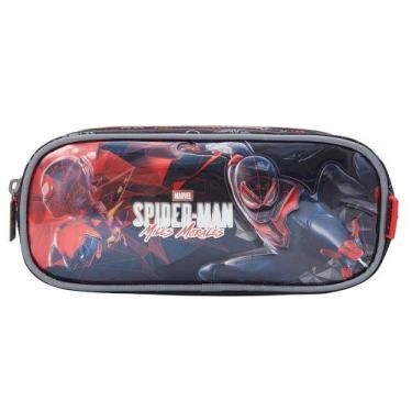 Imagem de Estojo Triplo Escolar Spider-man Metalizado Miles Morales  - Xeryus