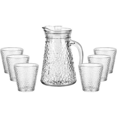 Imagem de Jarra Com 6 Copos Vidro 7 Peças Kit Suco Água Bebidas - CRISTALLO, Cri