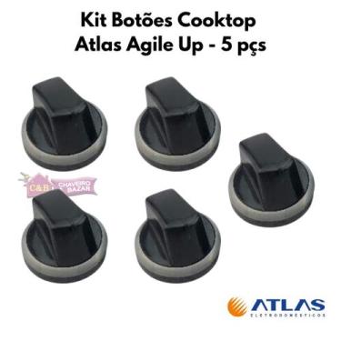 Imagem de Kit 5 Botões Fogão Cooktop Agile Up - Atlas Eletrodomésticos