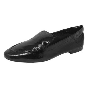 Imagem de Mocassim Feminino Slide Conforto liso minimalista Lia Line, Preto vern