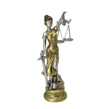 Imagem de Escultura Decorativa Dama da Justiça em Resina Prata e Dourada 30cm