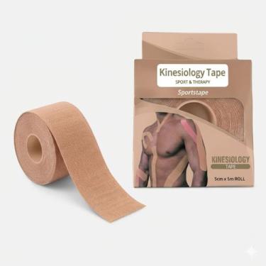 Imagem de Fita Kinesio Taping Elástica Adesiva 5m x 5cm - Dexin, Nude
