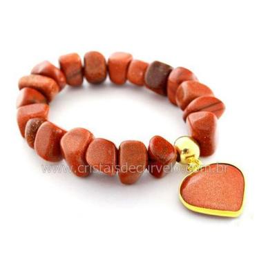 Imagem de 10 Pulseiras de Coração em Pedra do Sol com Fio de Silicone - Atacado 