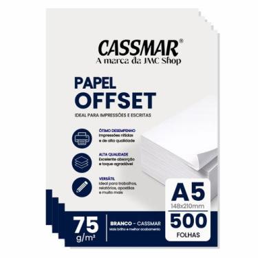 Imagem de Papel Offset 75g A5 148x210mm Cor Branco 500fls - Cassmar