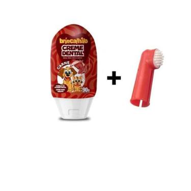 Imagem de kit creme dental e dedeira brincalhão para cães e gato  90g Sabores - 