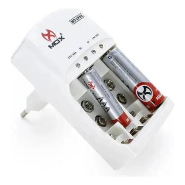 Imagem de Carregador De Pilhas Mox Bivolt Cp-53 + 2 Pilhas Aa + 2 Aaa