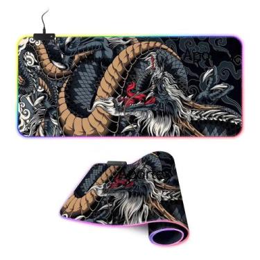 Imagem de Mouse Pad Gamer Extra Grande Exbom Dragao Com Led Colorido 800X300X4MM