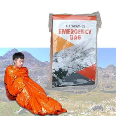 Imagem de Saco de dormir de emergência Bivy Sack leve térmico à prova d'água resistente ao desgaste e altamente reflexivo, bolsa de energia para todos os climas para acampamento caminhada ao ar livre aventura s