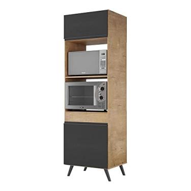 Imagem de Paneleiro para Forno e Micro 2 Portas 62cm Lisboa Multimóveis Mp2126 Rustic/preto