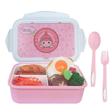 Imagem de Lancheira para adultos, BB Fun House à prova de vazamentos Bento Box 1100ml Caixa de contêineres de almoço com colher e garfo, BPA sem lava-louças e lava-louças Sã de armazenamento de alimentos, rosa