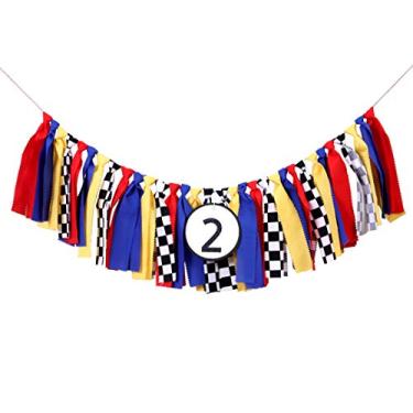 Imagem de Artigos de festa de 2º aniversário Mcqueen - Banner de carro de corrida para adereços de cabine de fotos, quebra de bolo de fundo - Melhores decorações para bebês e crianças