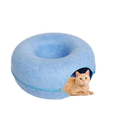 Imagem de túnel gato, gato ninho gato com design, caverna gato túnel rosquinha removível com zíper para peque animais estimação, coelhos, gatinhos, cachorros e cães