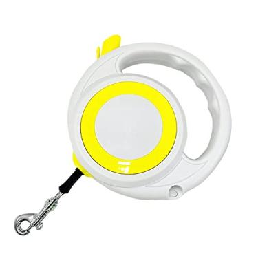 Imagem de Coleira retrátil para cães para fita de nylon Coleira de caminhada para cães pequenos médios Coleira de corda longa para treinamento de cães cordão de verificação para atividades ao ar livre, acampamento ou quintal, amarelo, 5 m/16,4 pés