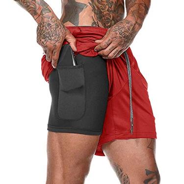 Imagem de Tingpai Homens 2-em-1 Shorts de corrida Esporte Hip Fitness Fitness Leve Treinamento de Yoga Desgaste do esporte Cinto de g vata Cintu Calças quentes Loose-Fit Shorts de desempenho