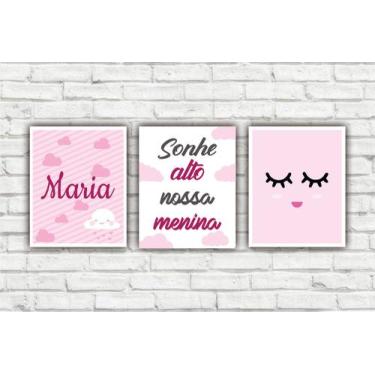 Imagem de Kit Placas Decorativas Nuvem Rosa - Dom Mimo