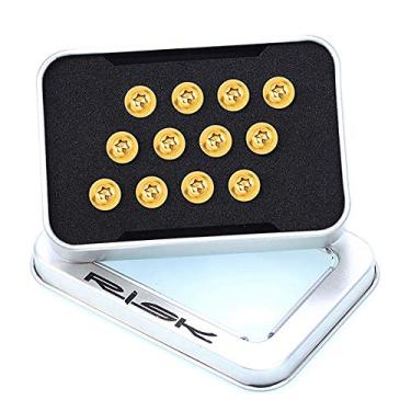 Imagem de Yajun Parafuso de freio a disco de bicicleta parafusos de fixação de rotor de bicicleta de titânio MTB parafusos de freio ultraleves acessórios de ciclismo 12 peças M5*10 mm, ouro