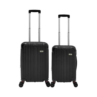 Imagem de Conjunto Malas Expansiva 2 Peças Viagem Bagagem Bordo Avião Rodinhas 4 Rodas Dupla 360° Abs Cor:Preto;Tamanho:P PP